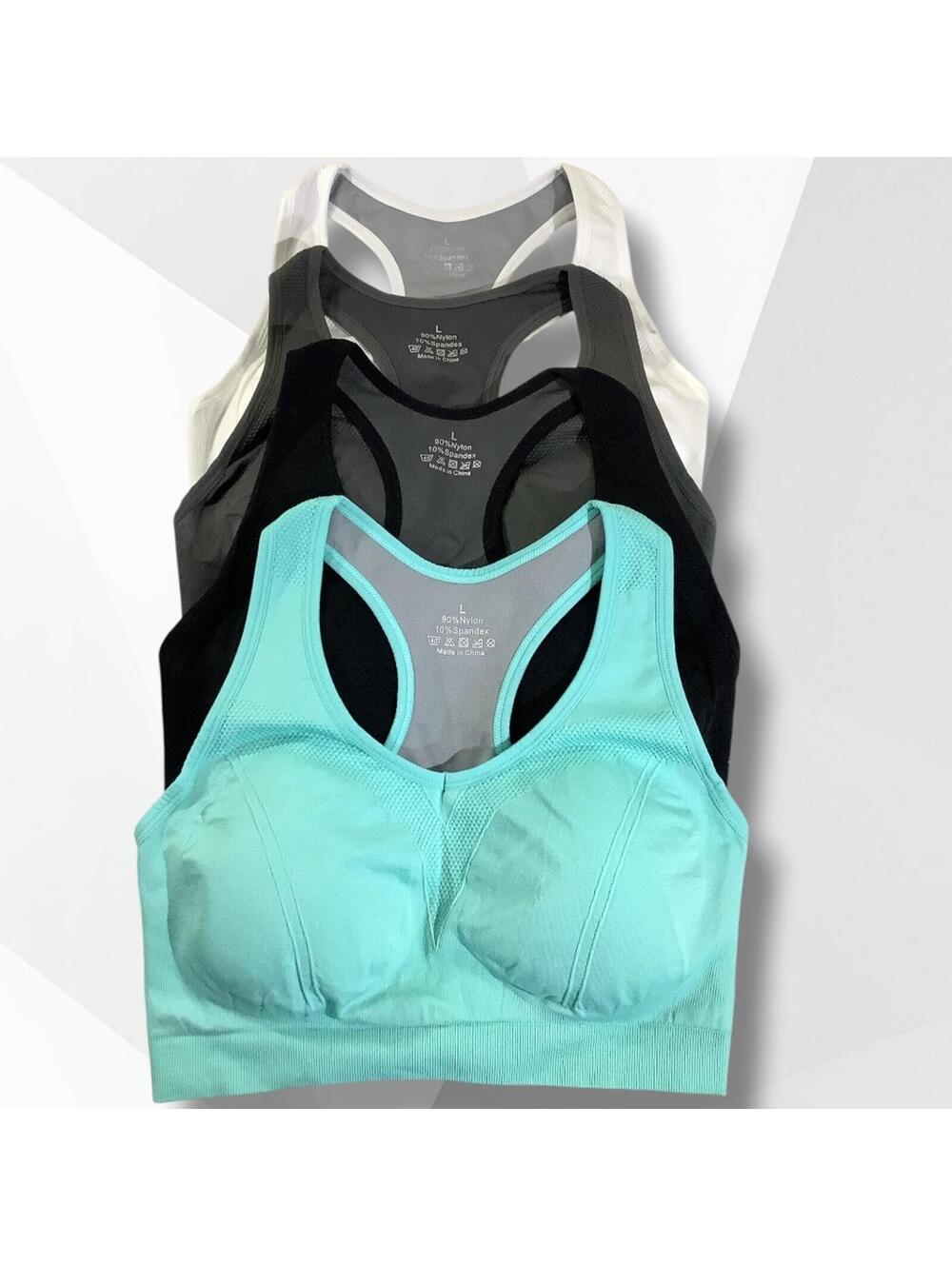 NWOT 4 Pack Women's High Impact Athletic Tank Top Racerback Sports Bra, Large